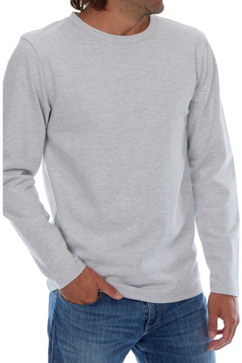 Textured Long Sleeve Crewneck T-Shirt, Alternate, color, OATMEAL HEATHER
