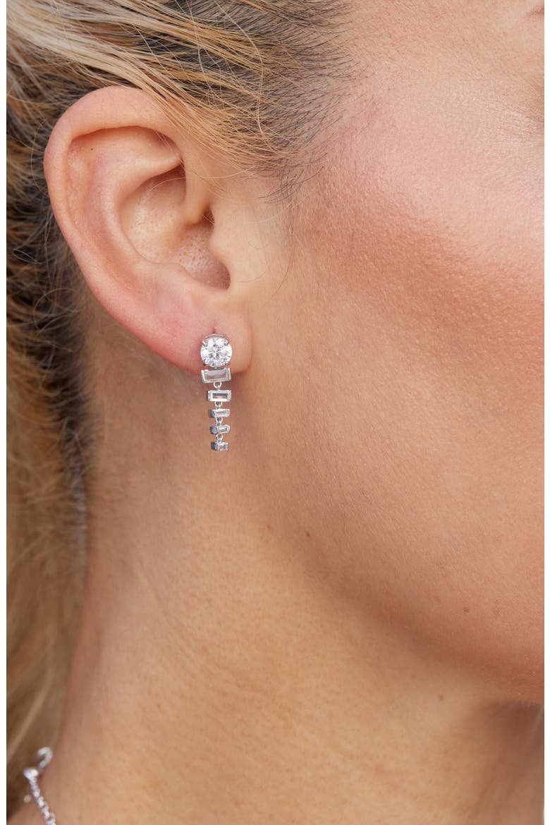 Graduated Cubic Zirconia Drop Earrings, Alternate, color, WHITE