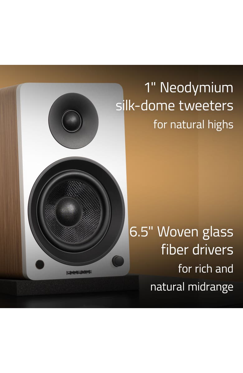 Fluance Powered 6.5'' Stereo Bookshelf Speakers for Turntable, TV PC & Bluetooth, Alternate, color, Black Ash