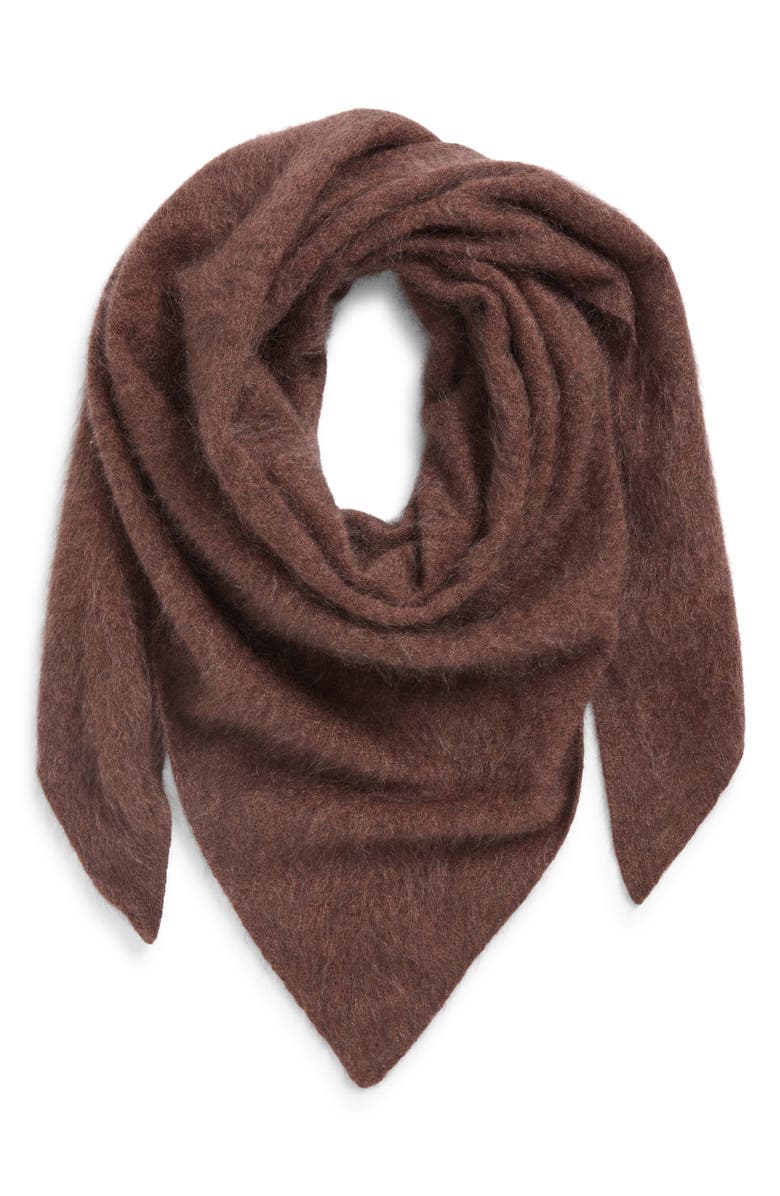 Nordstrom Brushed Cashmere Triangle Scarf, Alternate, color, Brown