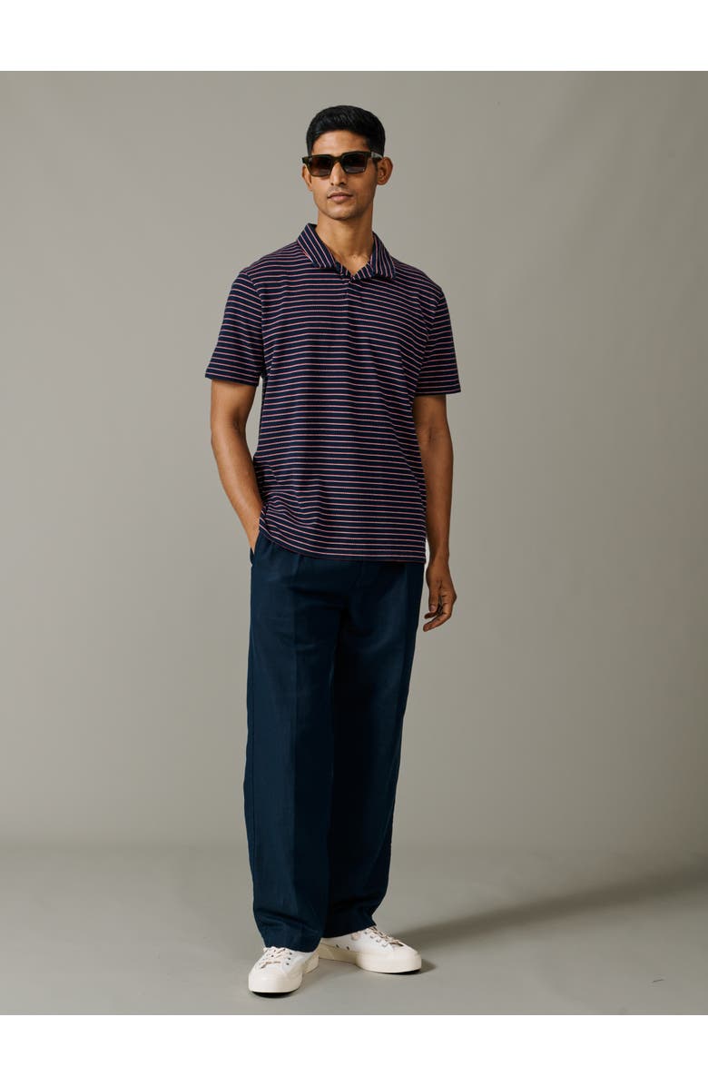 Aubin Baysdale Open Collar Polo, Alternate, color, Navy Stripe