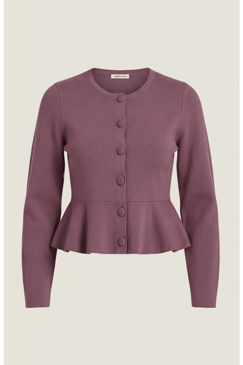 Jocelyn Peplum Cardigan, Alternate, color, Soft Plum