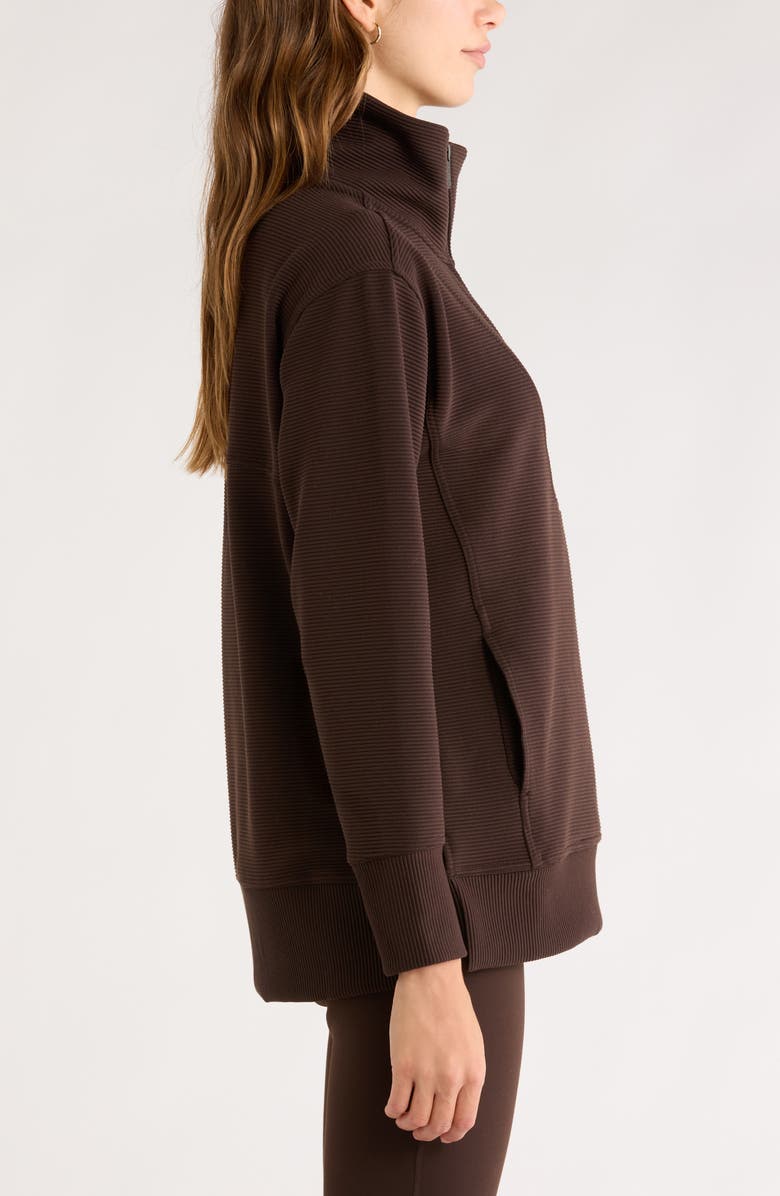 Zella Kickback Ottoman Half Zip Tunic, Alternate, color, Brown Mole