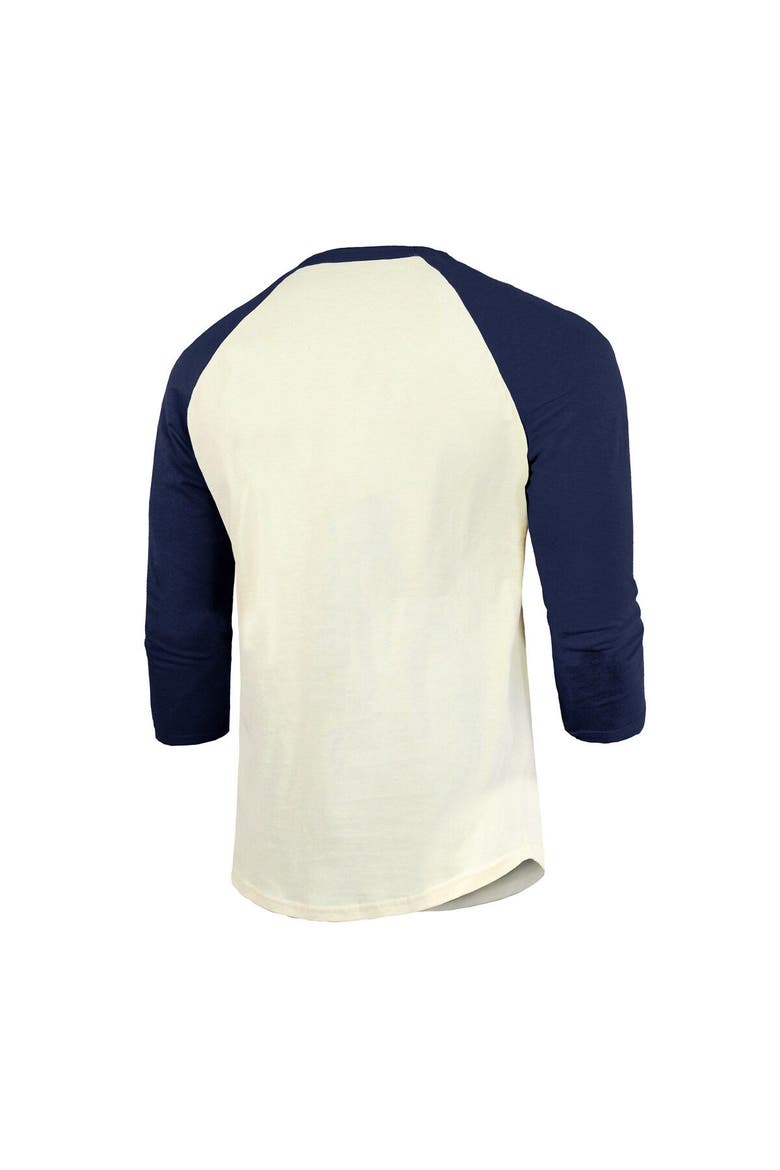 Men's Majestic Threads Cream/Navy Houston Astros 2022 American League Champions Yearbook Tri-Blend 3/4 Raglan Sleeve T-Shirt, Alternate, color, Cream