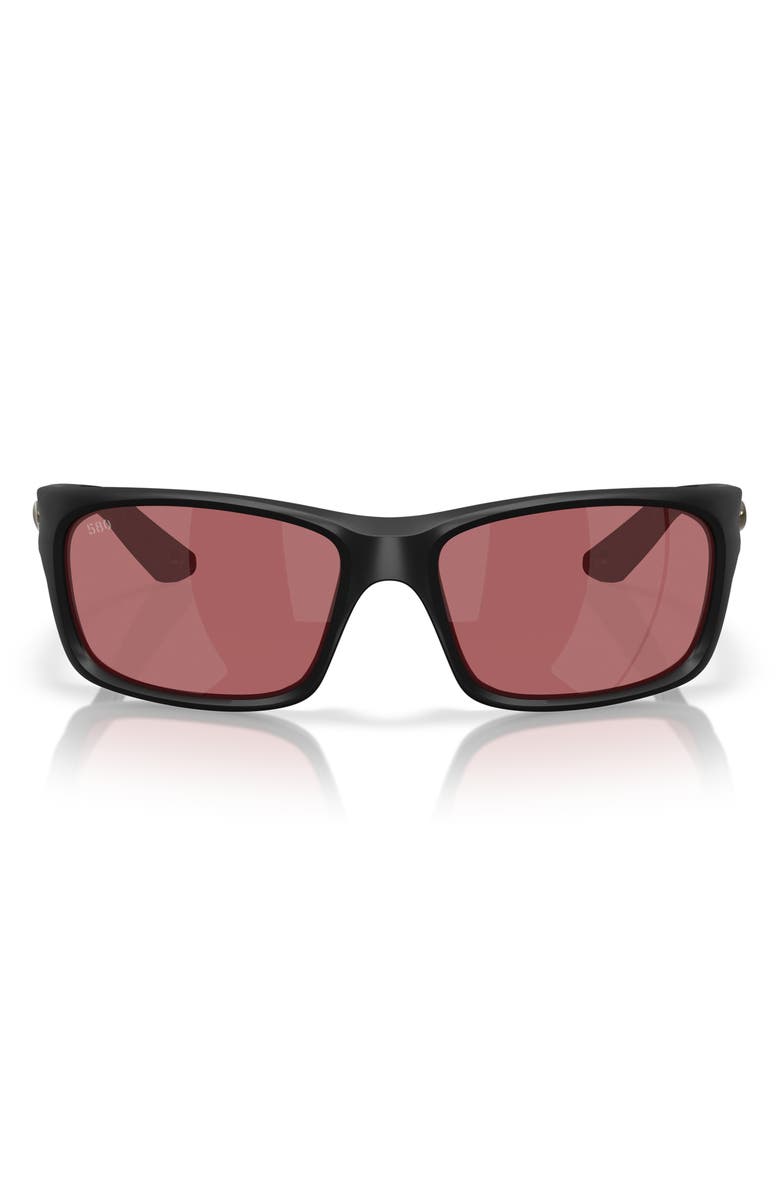 Costa Del Mar Jose Pro 62mm Polarized Rectangular Sunglasses, Main, color, Matte Black/ Rose