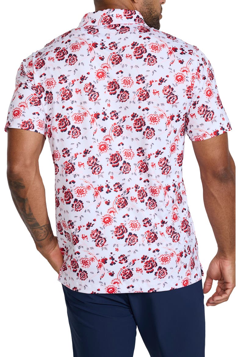 Core Floral Performance Golf Polo, Alternate, color, FLAME SCARLET