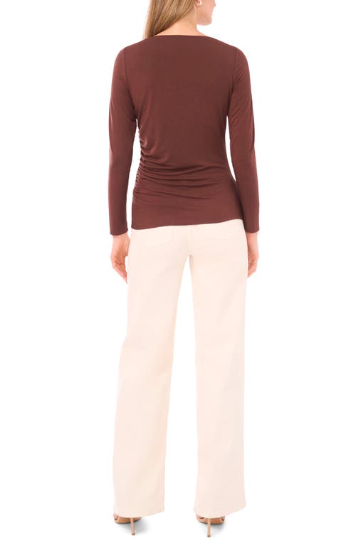 Halogen ® Boat Neck Long Sleeve Top In Brown