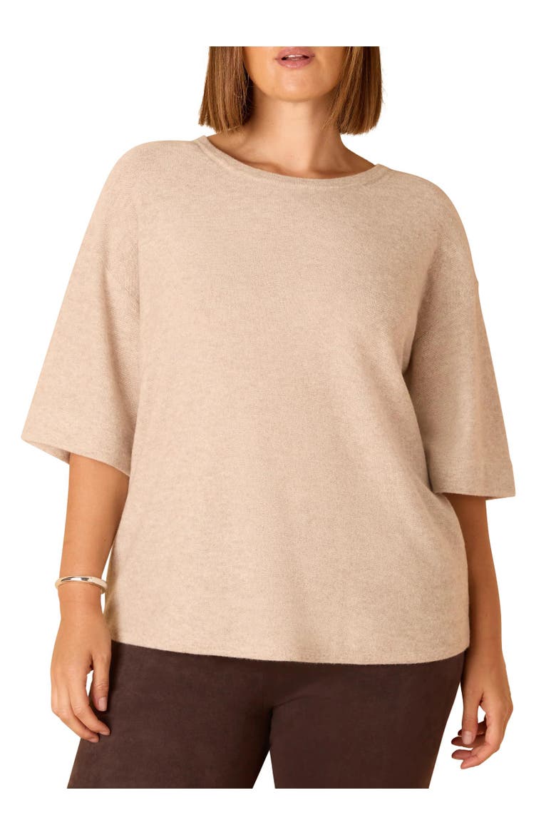 Short Sleeve Knitted Sweater, Alternate, color, Cream