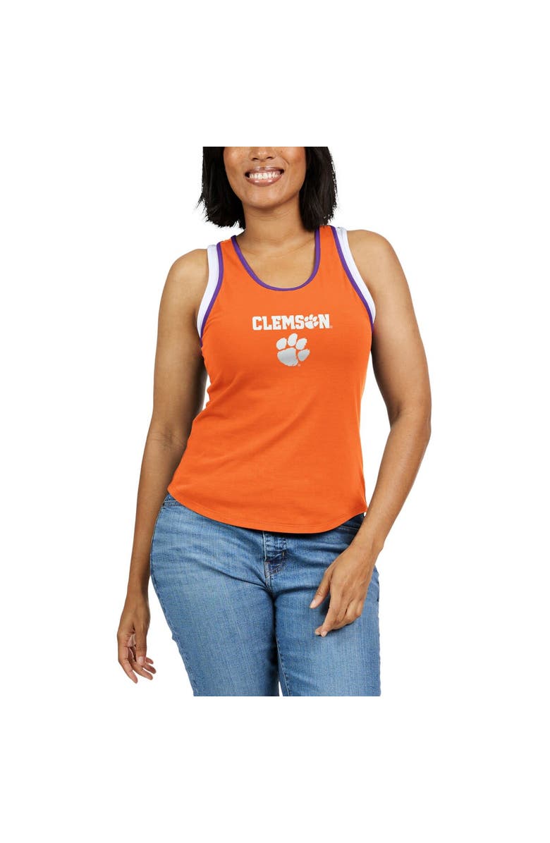 WEAR by Erin Andrews Women's WEAR by Erin Andrews Orange Clemson Tigers Open Hole Razorback Tank Top, Alternate, color, Orange