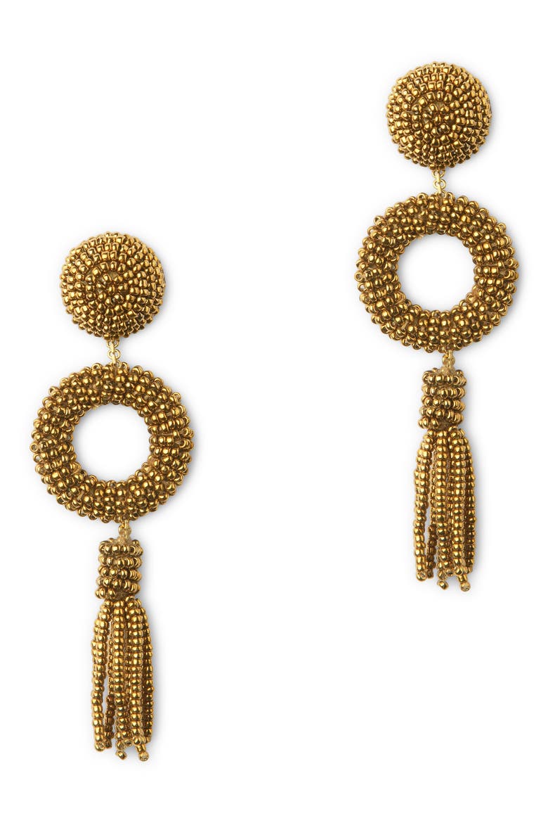 Oliver Beaded Drop Earrings, Main, color, ANTIQUE GOLD
