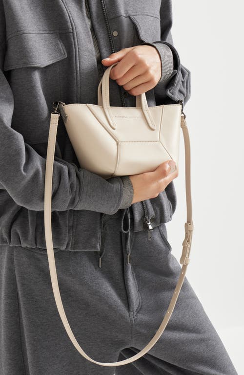 Brunello Cucinelli Calfskin Mini Bc Duo Bag In White