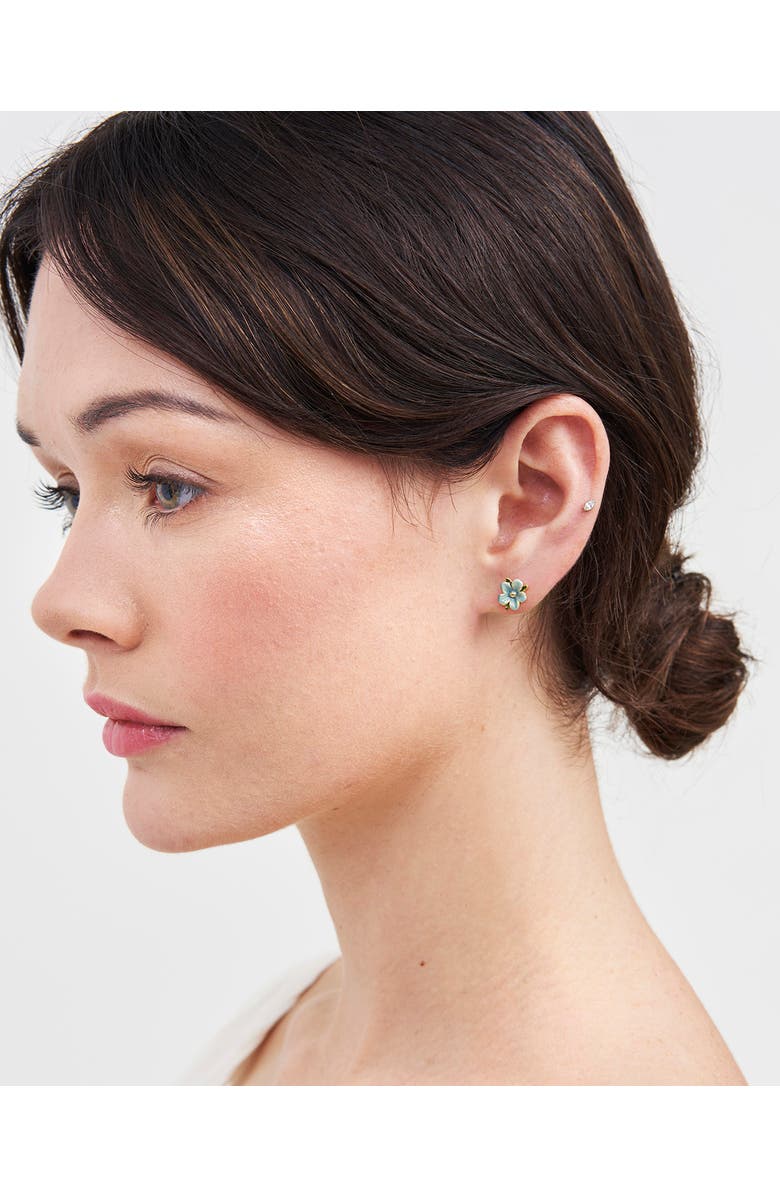 Fable England Forget Me Not Flora Stud Earrings, Alternate, color, Gold