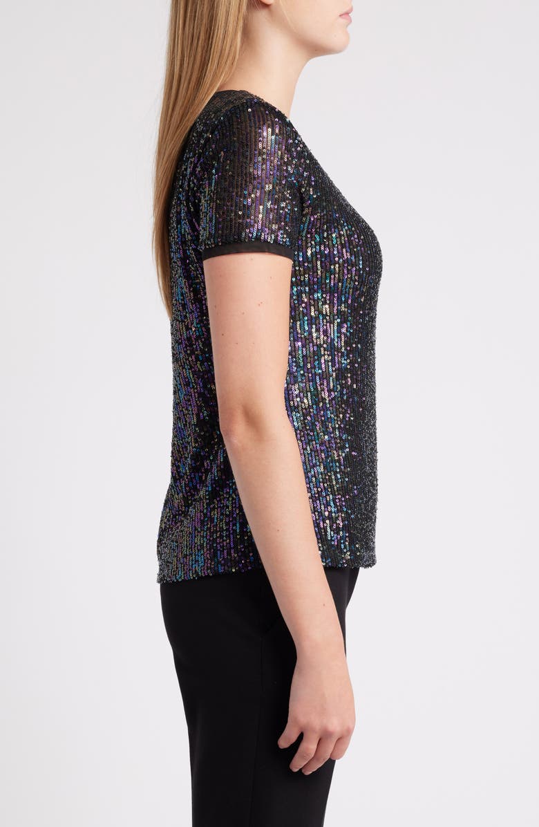 Anne Klein Iridescent Sequin Mesh Top, Alternate, color,