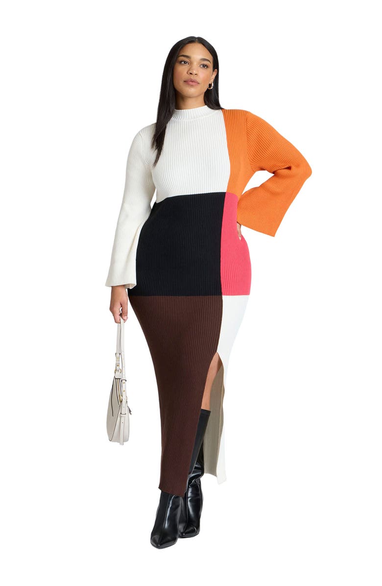 ELOQUII Colorblocked Maxi Dress, Main, color, Multicolor Block