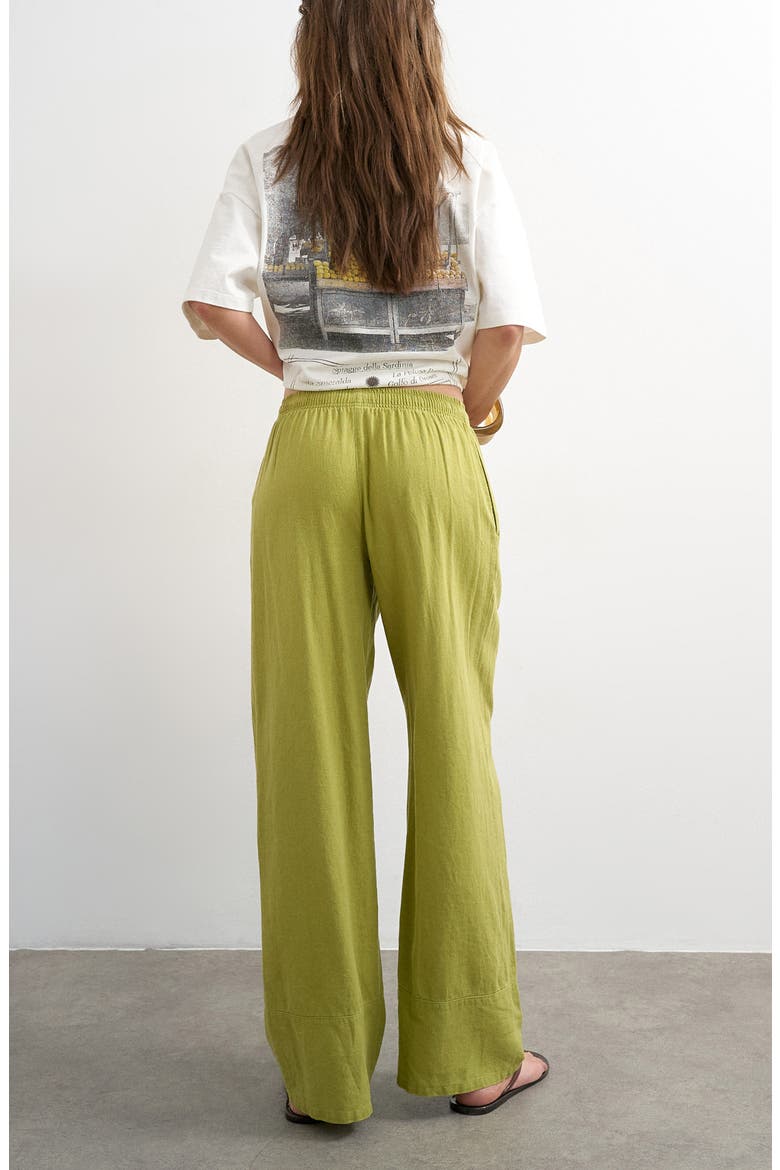 Linen Blend Straight Leg Pants, Alternate, color, MGREEN