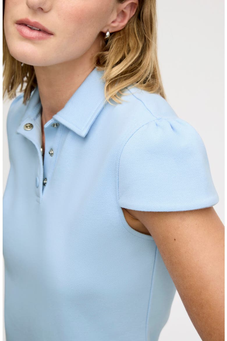 Puff Sleeve Crop Polo Top, Alternate, color, SOFT BLUE