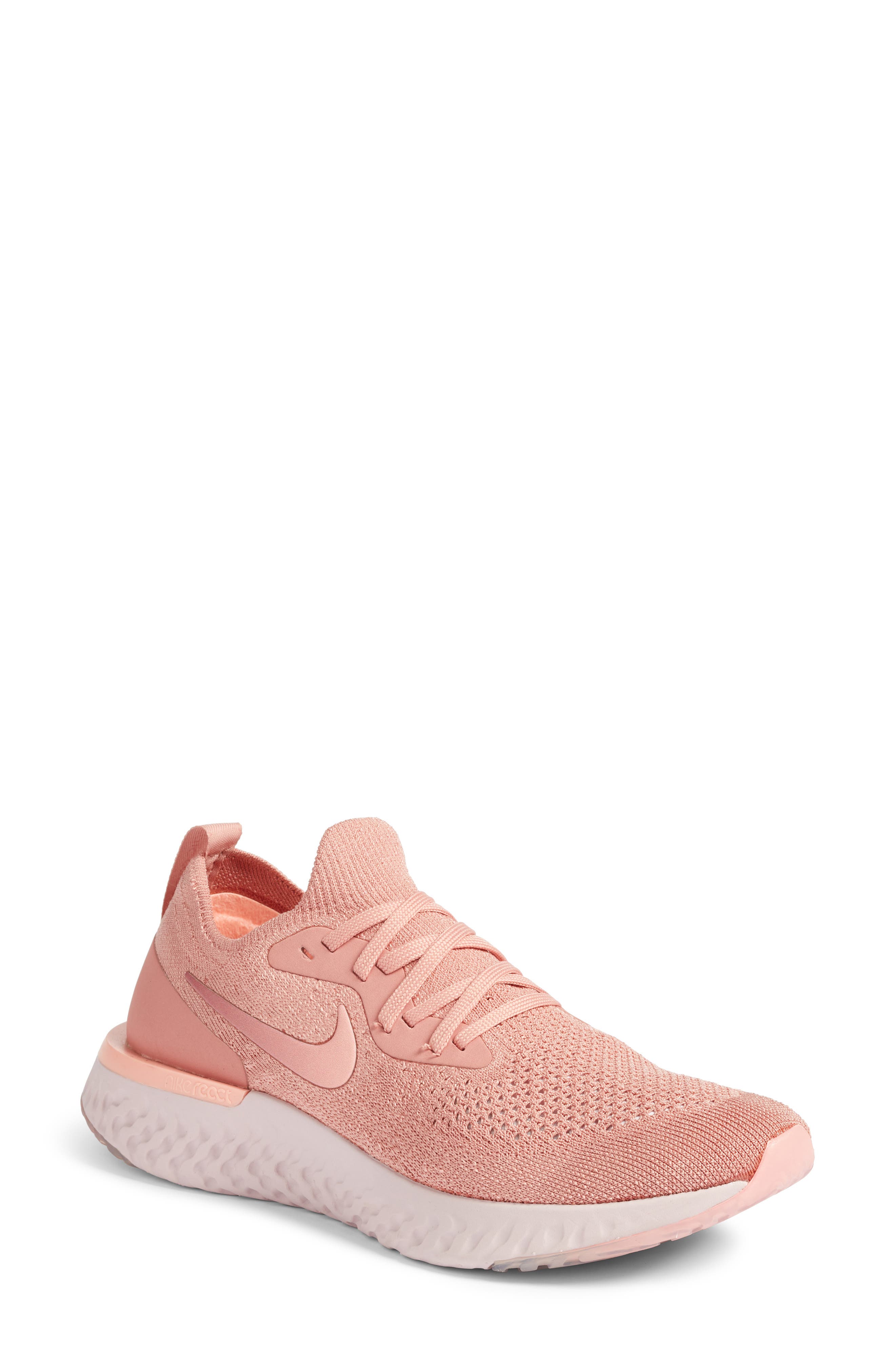 Epic React Flyknit Running Shoe, Main, color, RUST PINK/ PINK TINT/ PINK