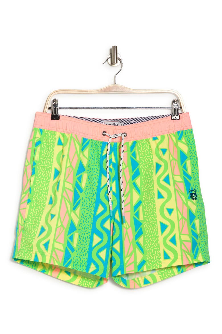 Maui Wowie Printed Swim Trunks, Alternate, color, LIME