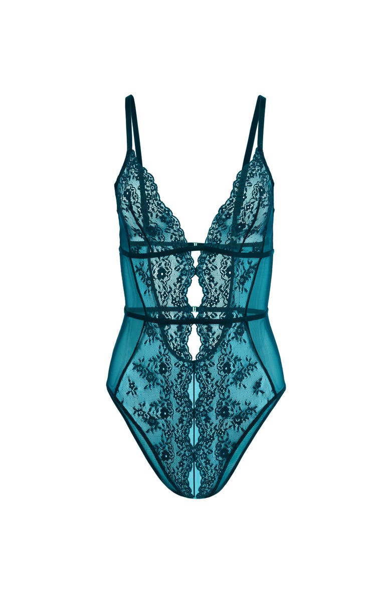 Adore Me Rosie Crotchless Bodysuit Lingerie, Alternate, color, Dark Blue