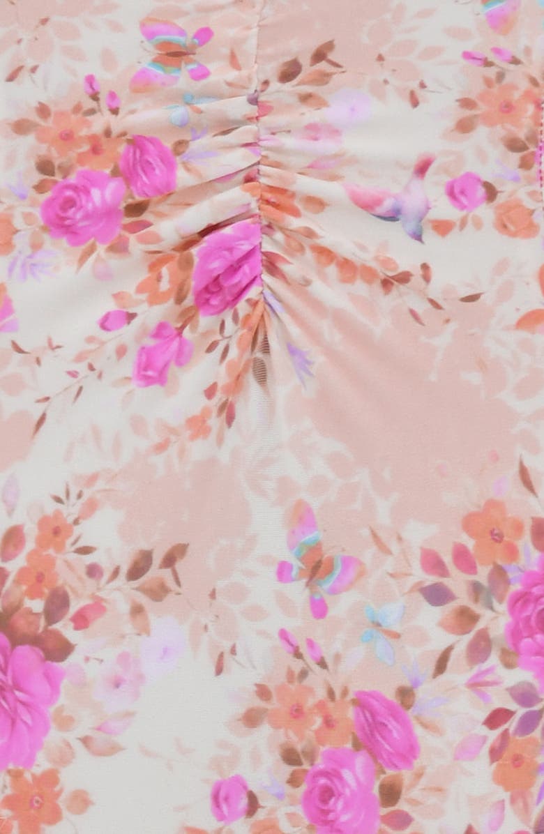 HOUSE OF CB Martinique Plunge One-Piece Swimsuit, Alternate, color, Floral Print