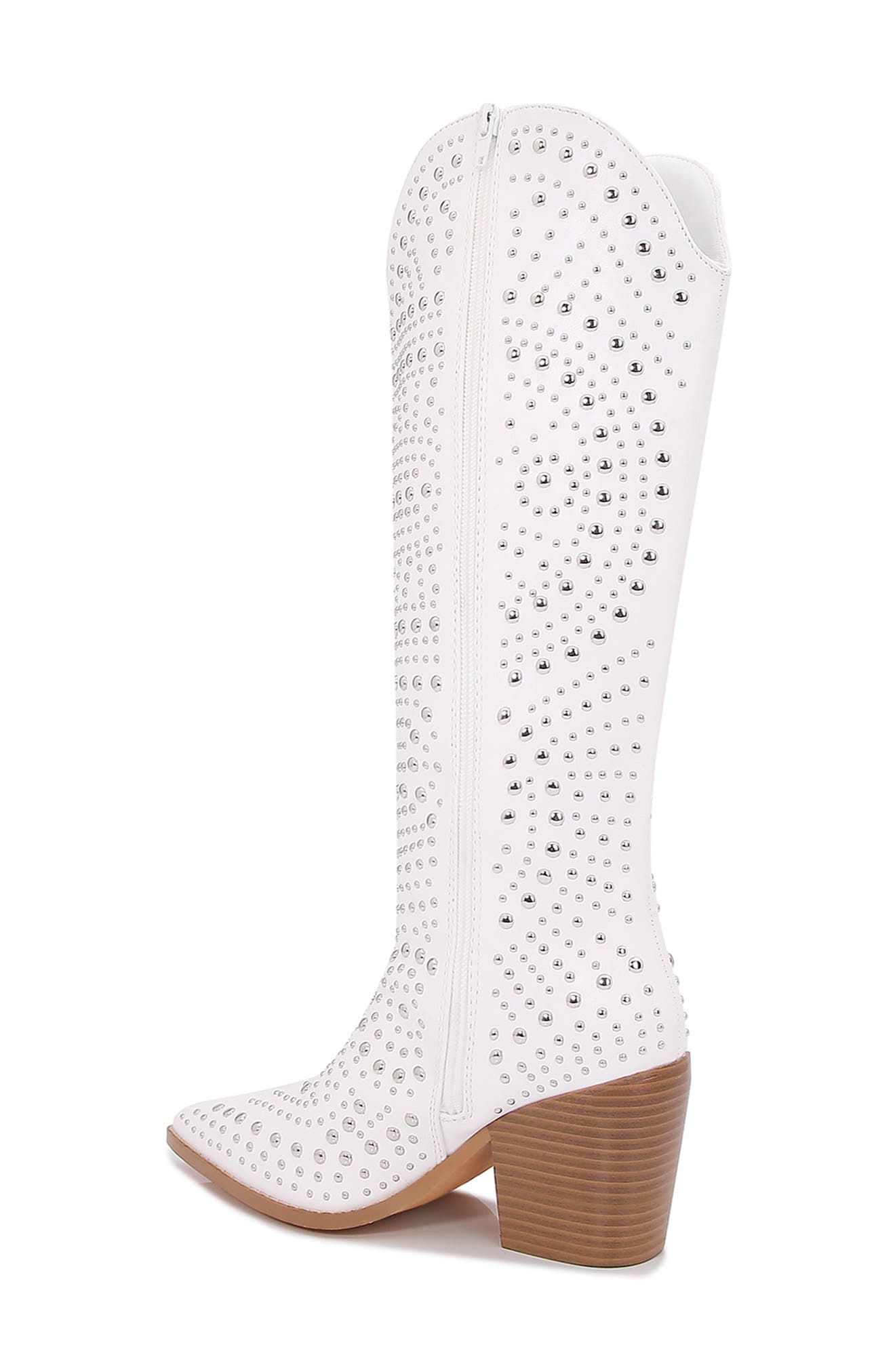 Jesse Studded Western Boot, Alternate, color, WHITE