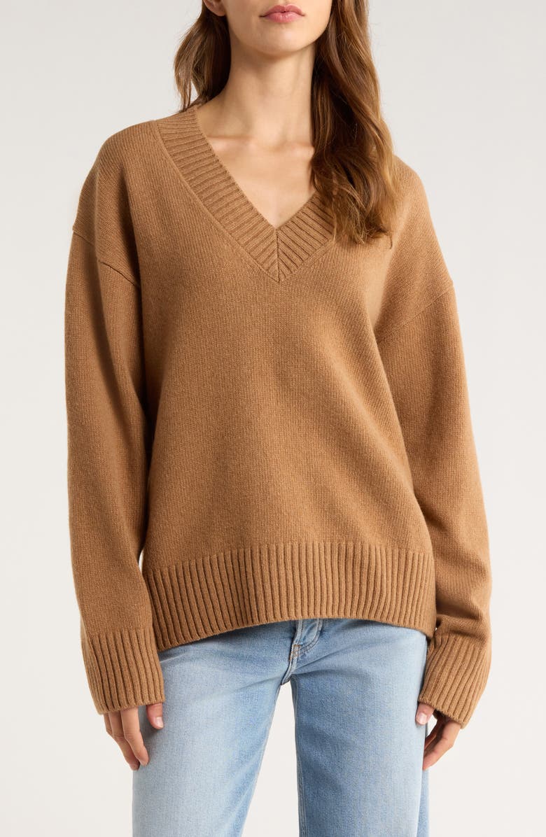 Reformation Jadey Oversize Cashmere Sweater, Main, color, Camel