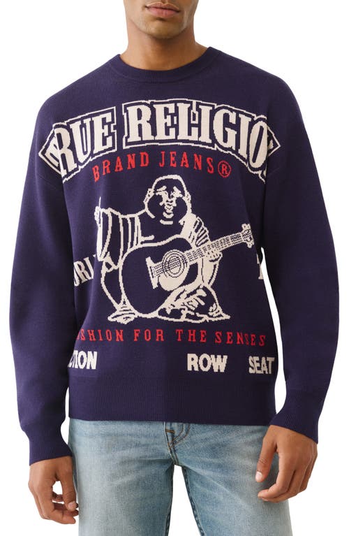 True Religion Boxy Logo Sweater In Black