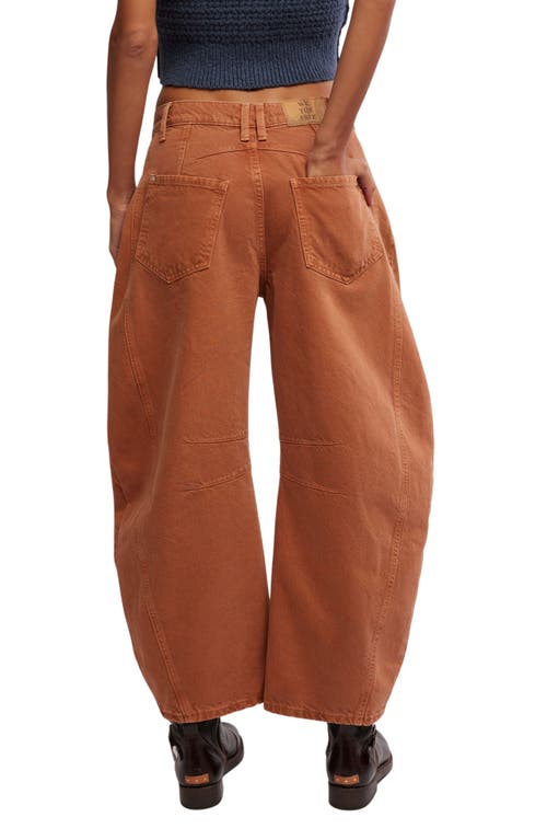 Shop Free People Good Luck Mid Rise Barrel Leg Jeans In Ginger Root