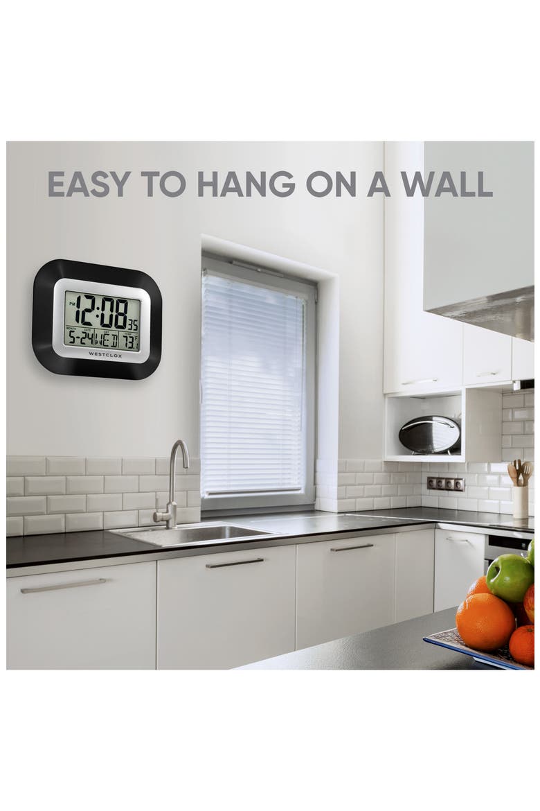 Digital LCD Wall Clock, Alternate, color, BLACK