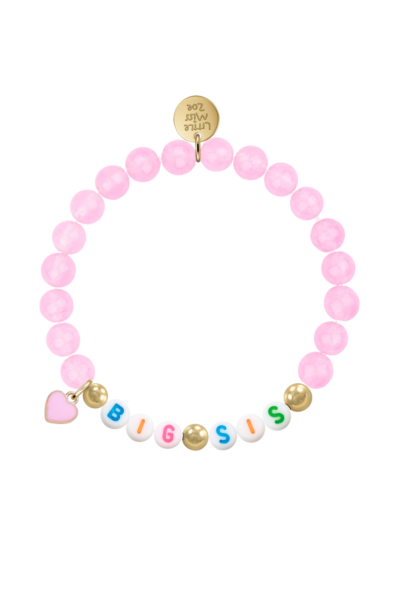 Semi-Precious Gemstone Big Sis Bracelet in Gift Pouch, Main, color, Soft Pink