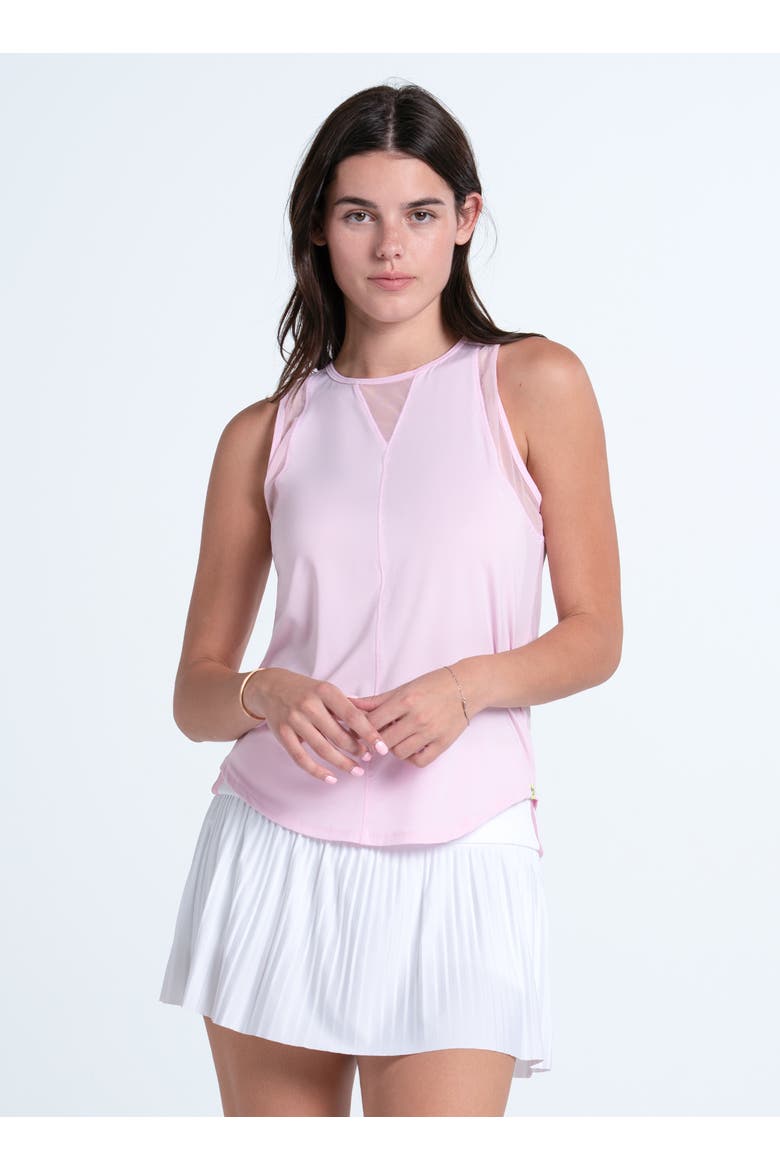 Racer Rib Pleated Skirt, Alternate, color, White with Pink