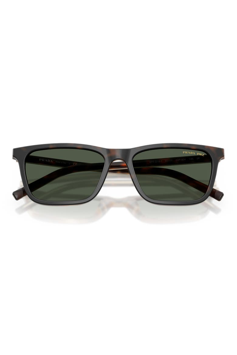 PR D19SF 56mm Polarized Rectangle Sunglasses, Alternate, color, CHERRY TORTOISE/ HORN / GREEN