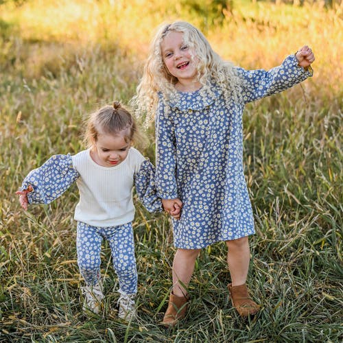 Oh Baby! Brand Pucker Mini Daisies Cora Dress-toddler, Little Kid In Blue
