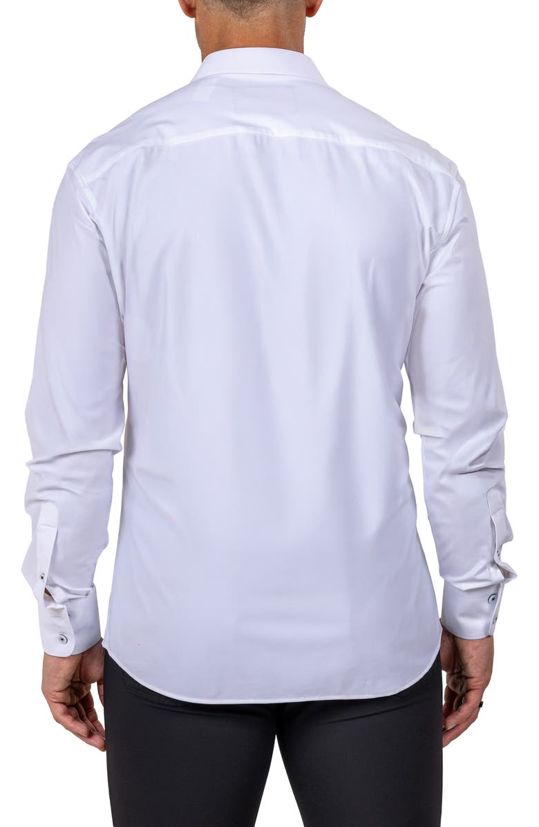 Maceoo Eins Shaped Fit Marthy3008 White Knit Button-Up Shirt, Alternate, color, 