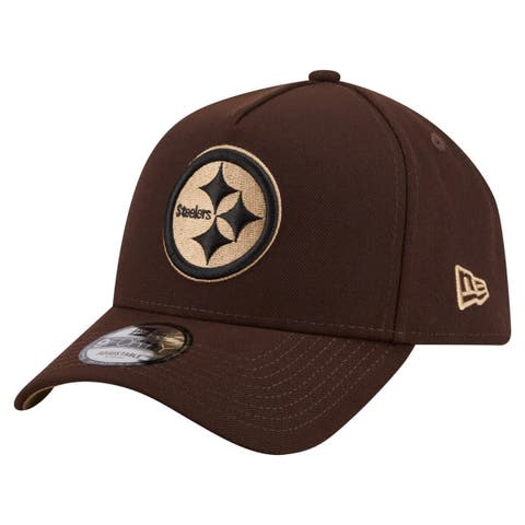 Men's New Era  Dark Brown Pittsburgh Steelers Burnt Wood A-Frame 9FORTY Adjustable Hat