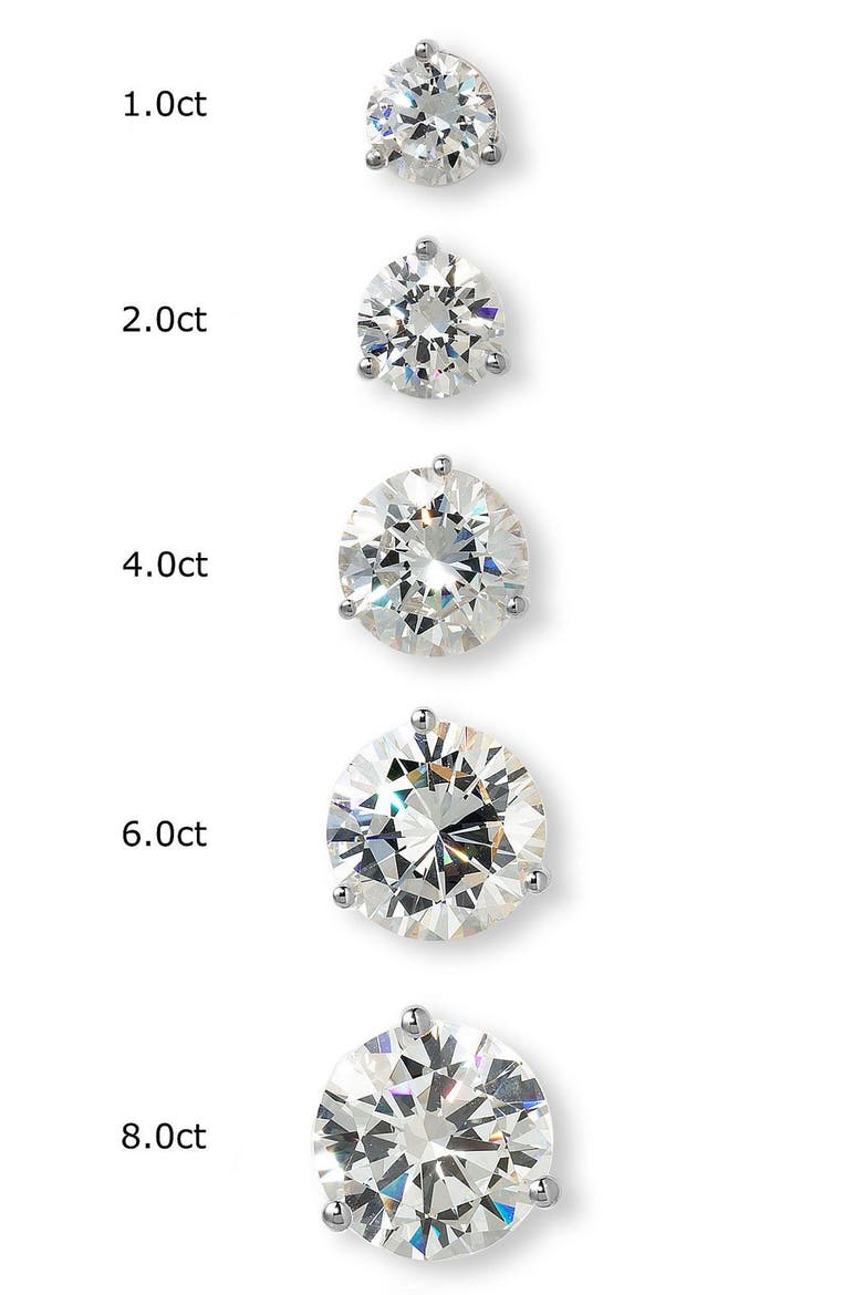 Cubic Zirconia Stud Earrings - 8.0ct., Alternate, color, PLATINUM