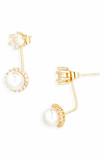 Tasha Cubic Zirconia & Faux Pearl Drop Front/Back Earrings