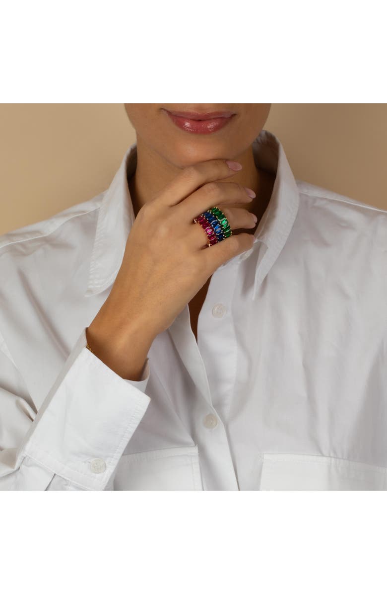 BY ADINA EDEN Colored CZ Baguette Eternity Band, Alternate, color, Sapphire Blue