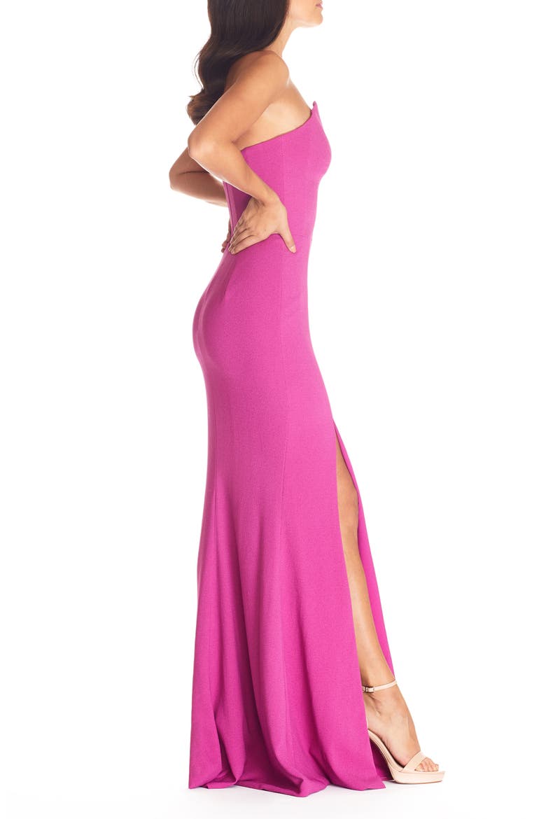 Fernanda Strapless Evening Gown, Alternate, color, HIBISCUS