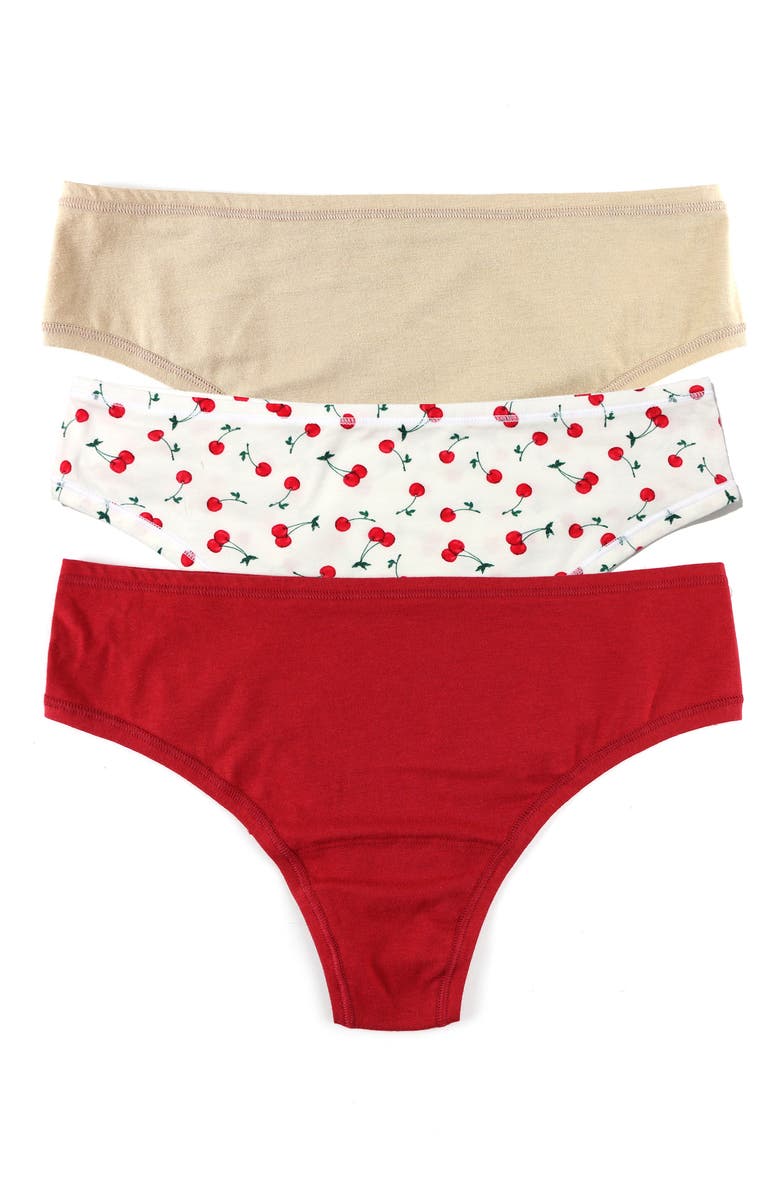 Hanky Panky Assorted 3-Pack PlayStretch Print Natural Rise Thongs, Main, color, 