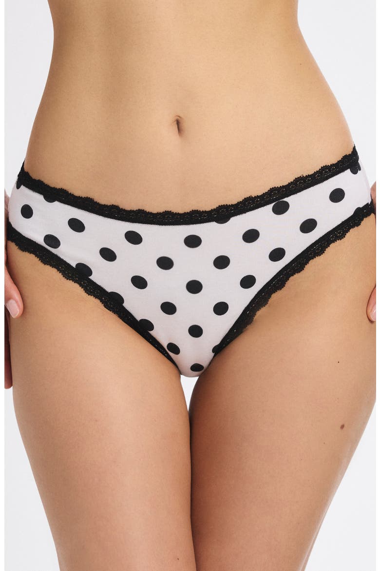 Cotton Essentials Lace-Trim Briefs, Main, color, ANGEL WHITE DO'S & DOT'S PRINT