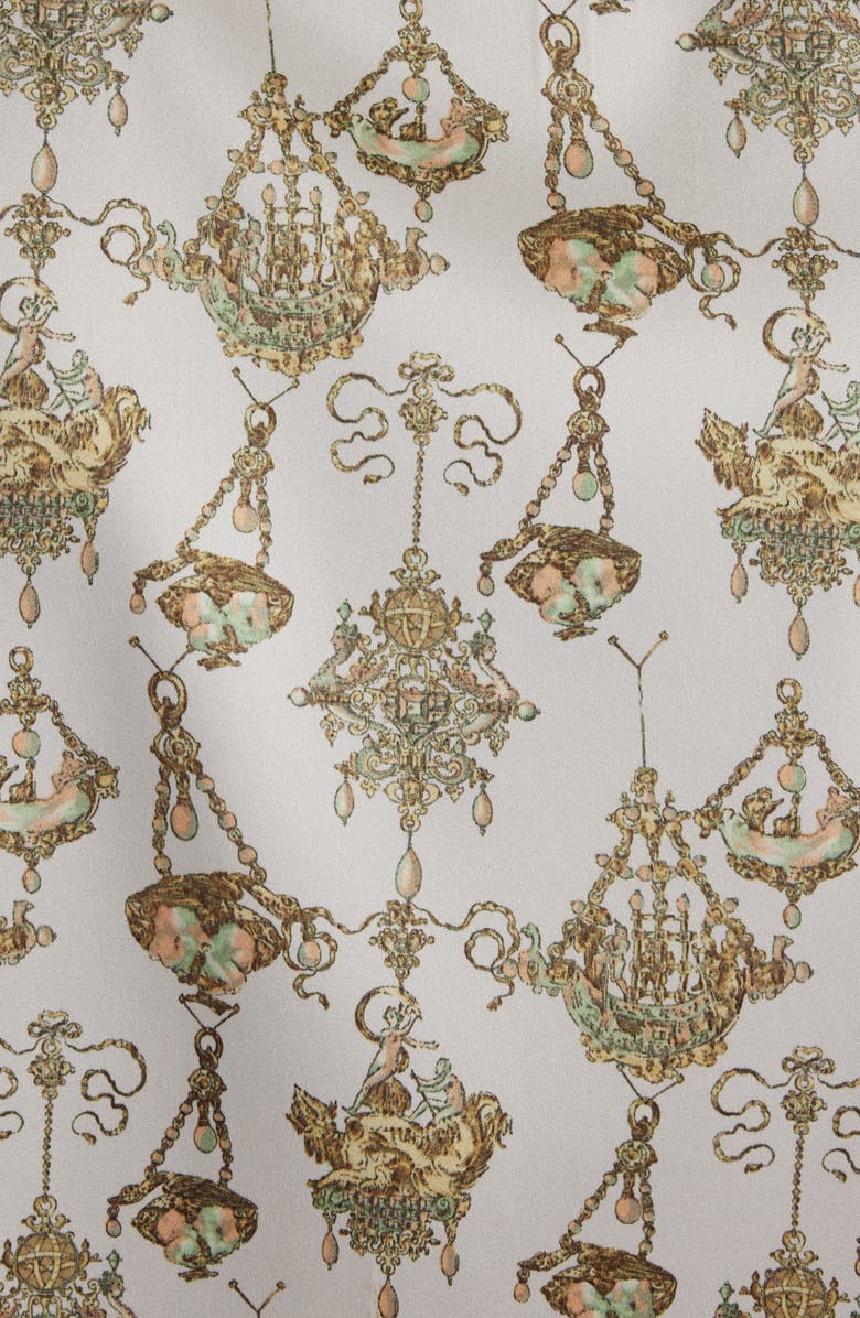 Givenchy Military Slim Fit Short Sleeve Stretch Silk Button-Up Shirt, Alternate, color, Cream/ Ochre