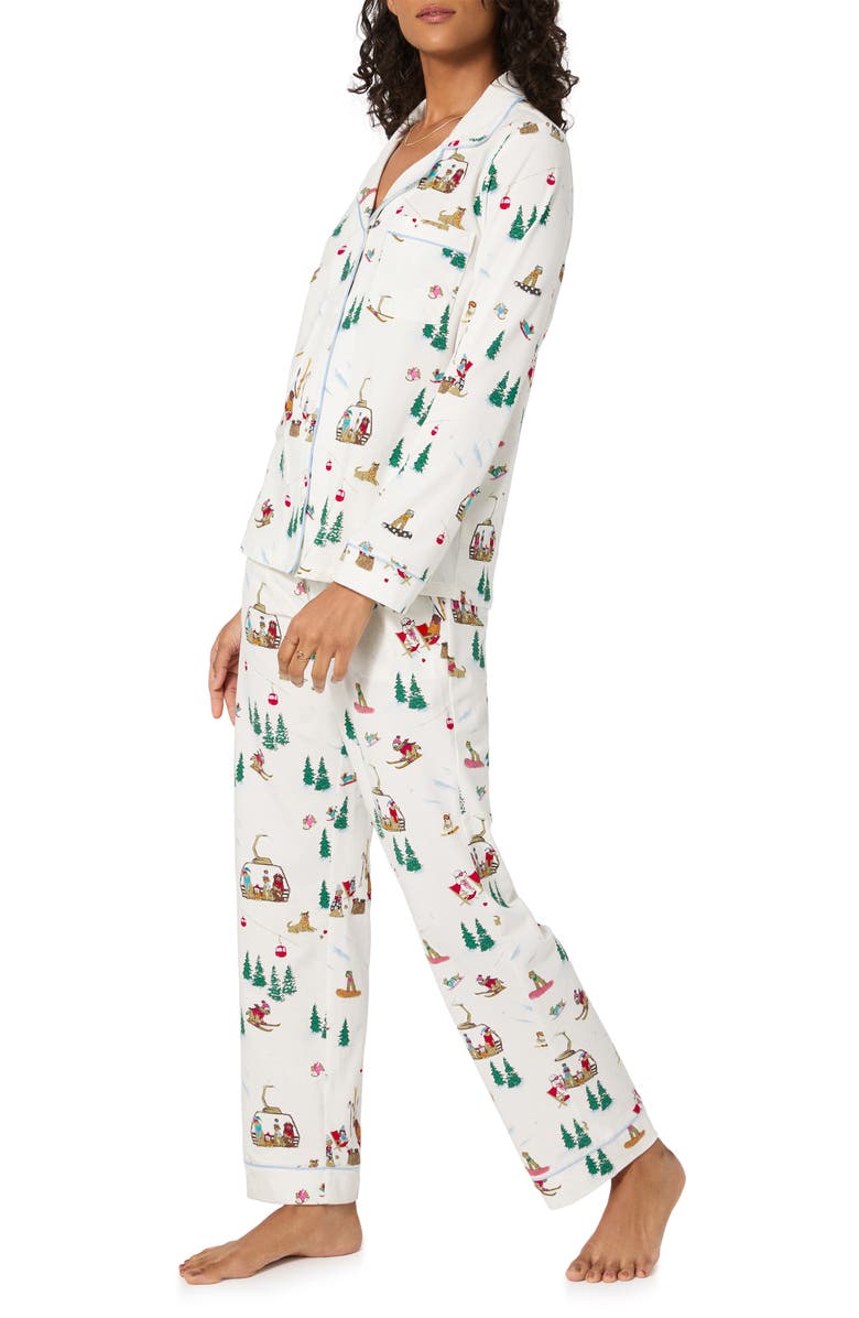 BedHead Pajamas Print Stretch Organic Cotton Pajamas, Alternate, color, Ski Pups