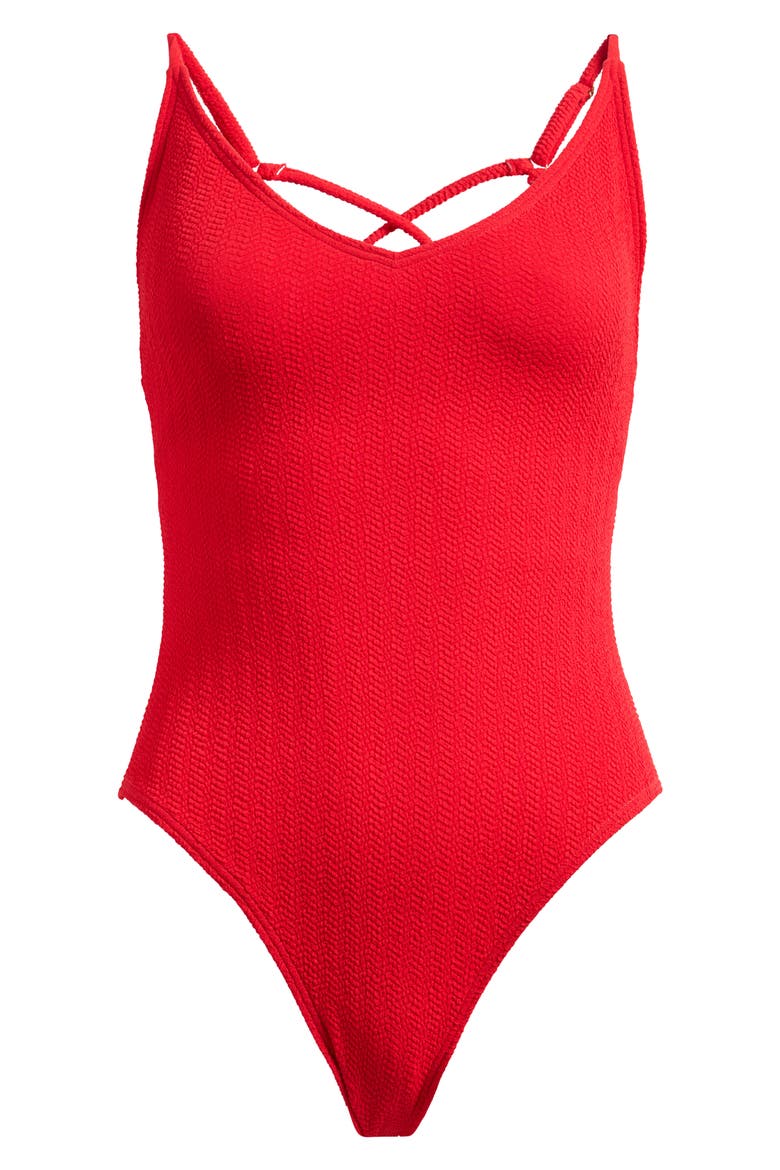Rising Tide Strappy One Piece Swimsuit, Alternate, color, FIESTA RED