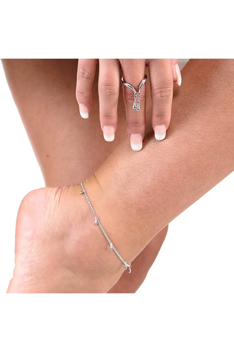 Multi Drop Anklet, Alternate, color, Sterling Silver