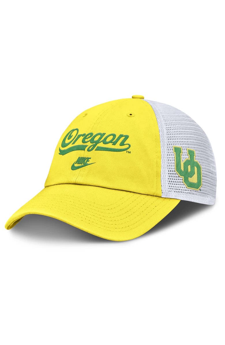 Nike Men's Nike Yellow Oregon Ducks Club Legacy Adjustable Trucker Hat, Main, color, 