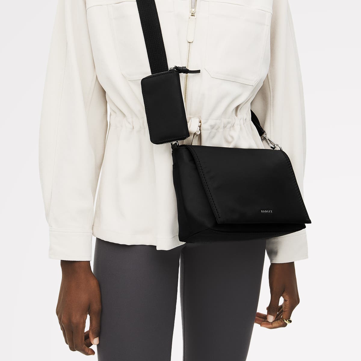 Radley Halley Row Medium Flapover Crossbody Bag, Alternate, color, Black