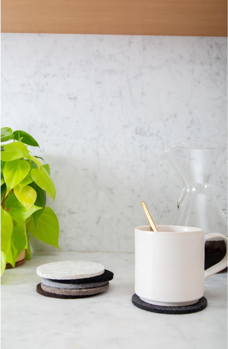 Graf Lantz Bierfilzl Merino Wool Round Coaster Solid 4 Pack, Alternate, color, Earth