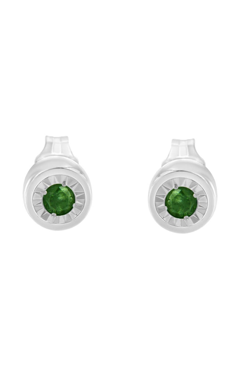 Haus of Brilliance Silver 0.15 Ct Green Diamond Miracle- Stud Earrings, Alternate, color, White