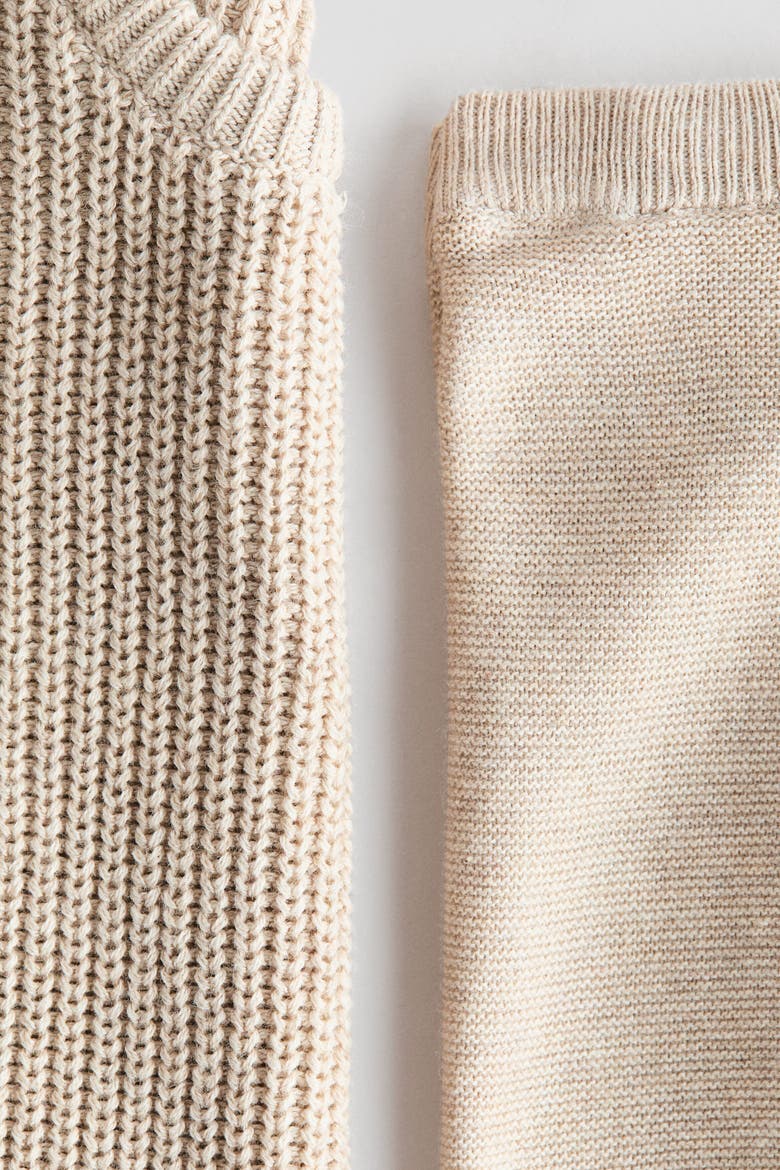 2-Piece Cotton Knit Set, Alternate, color, Light beige